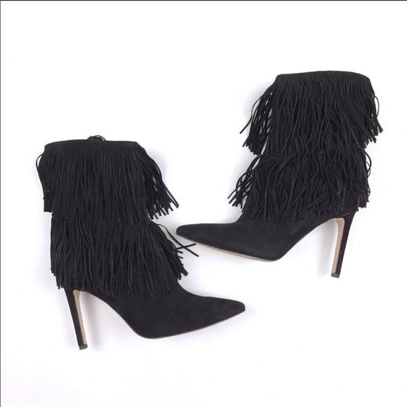Sam Edelman Shoes - Sam Edelman Belinda Black Suede Fringe Bootie